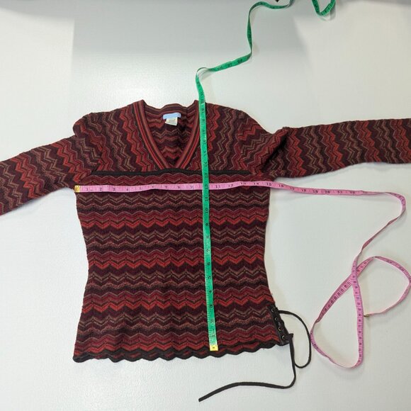 Urchin Size XS Wool Sweater V-Neck Orange/Brown/Maroon - Picture 9 of 10